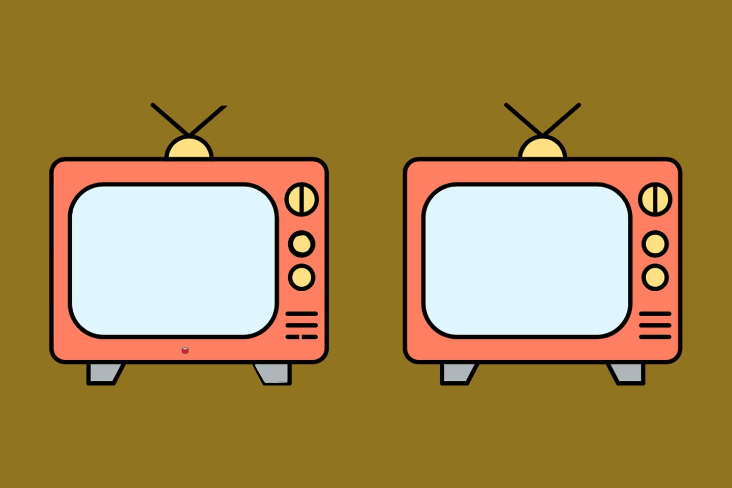 Test visual donde hay dos televisores que parecen iguales, pero que tienen diferencias entre ellos.