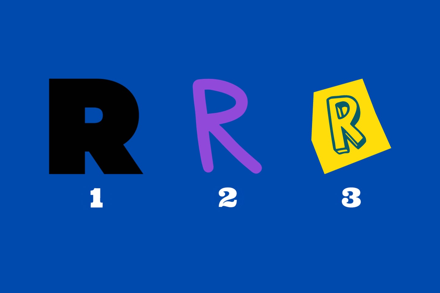 En este test de personalidad hay tres letras r: la primera muy robusta, la segunda más relajada y la tercera con efecto 3D.