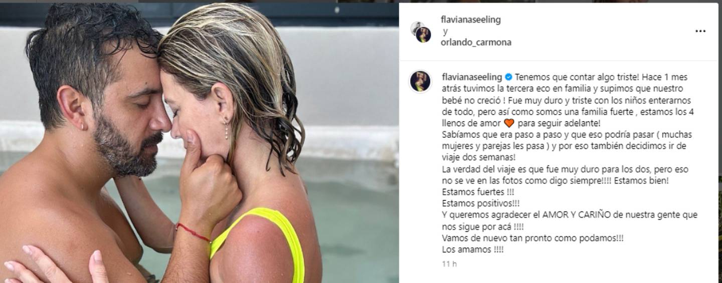 Flaviana Seeling y Orlando Carmona están positivos tras la pérdida de su embarazo