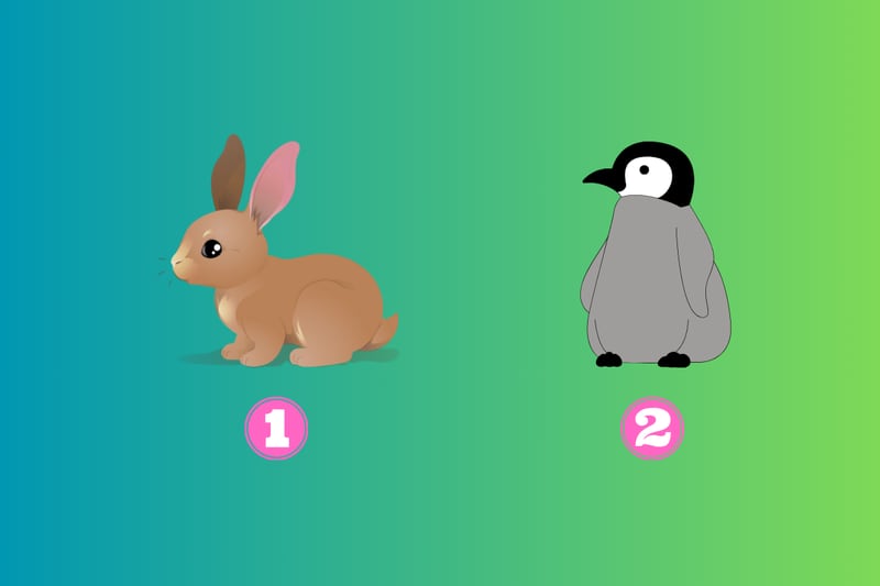 Dos opciones en el test de personalidad: un conejo y un pingüino.