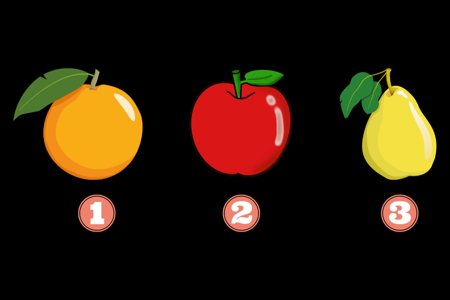En este test de personalidad hay tres opciones: una naranja, una manzana y una pera.