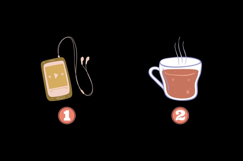 En este test de personalidad hay dos opciones: un aparato para escuchar música y una taza de café.