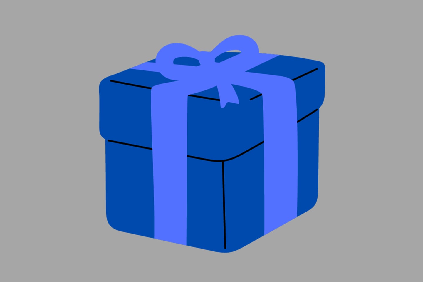 En este test visual se ve una caja de regalo azul.