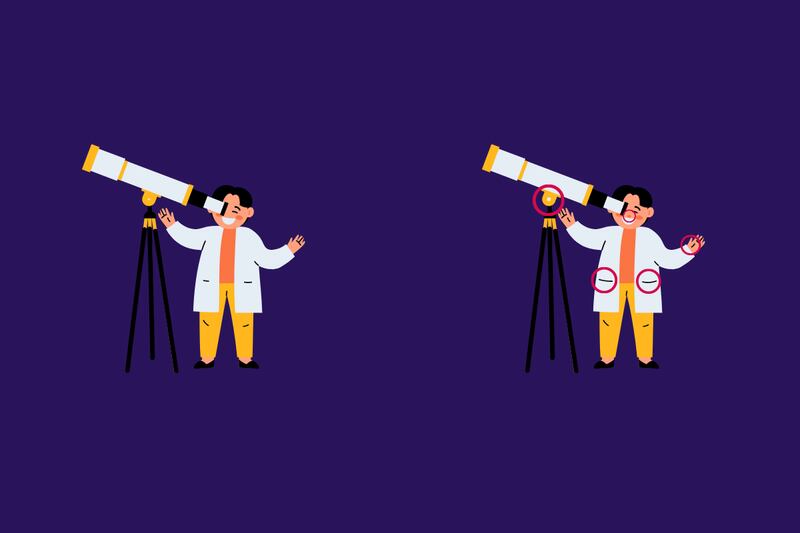Ilustración de hombres con telescopio.