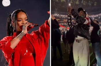 A$AP Rocky es captado disfrutando del show de Rihanna en el Super Bowl y se hace viral