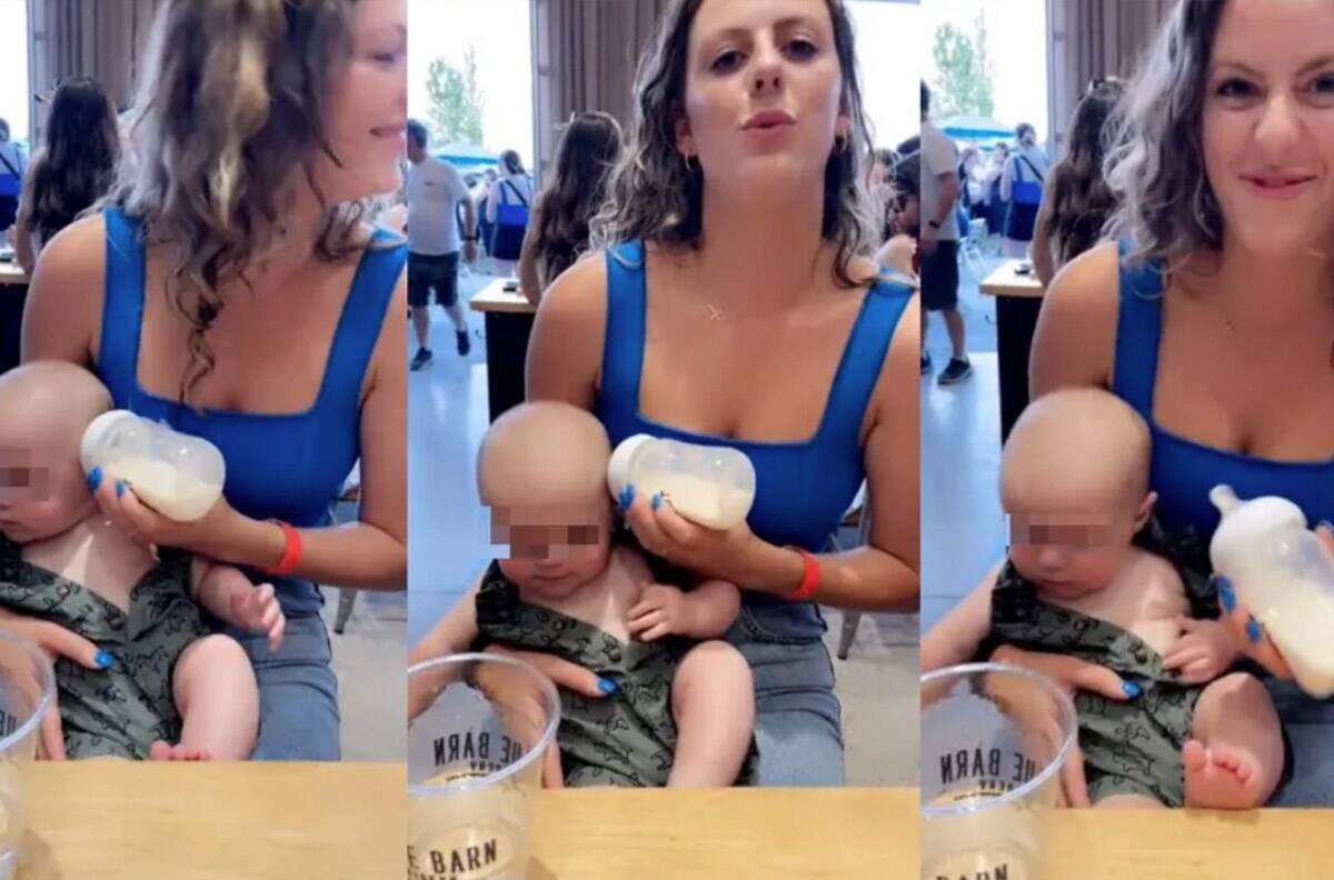 VIDEO: Mamá distraída se vuelve viral por darle el biberón en la oreja a su bebé