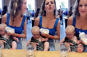 VIDEO: Mamá distraída se vuelve viral por darle el biberón en la oreja a su bebé