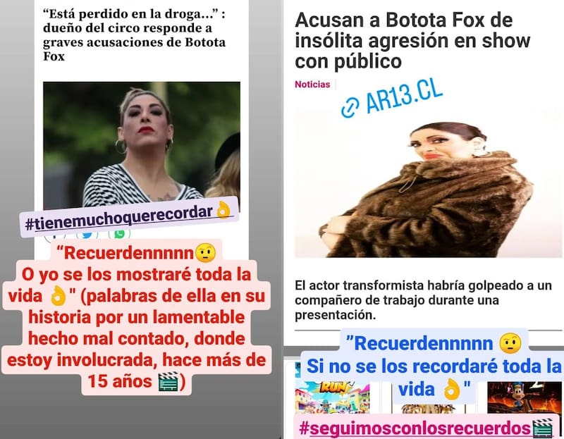 Angélica Sepúlveda respondió a Botota Fox. Créditos: Instagram