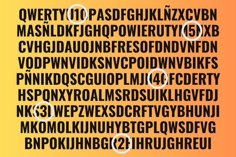 En este test visual hay muchas letras y cinco números escondidos.