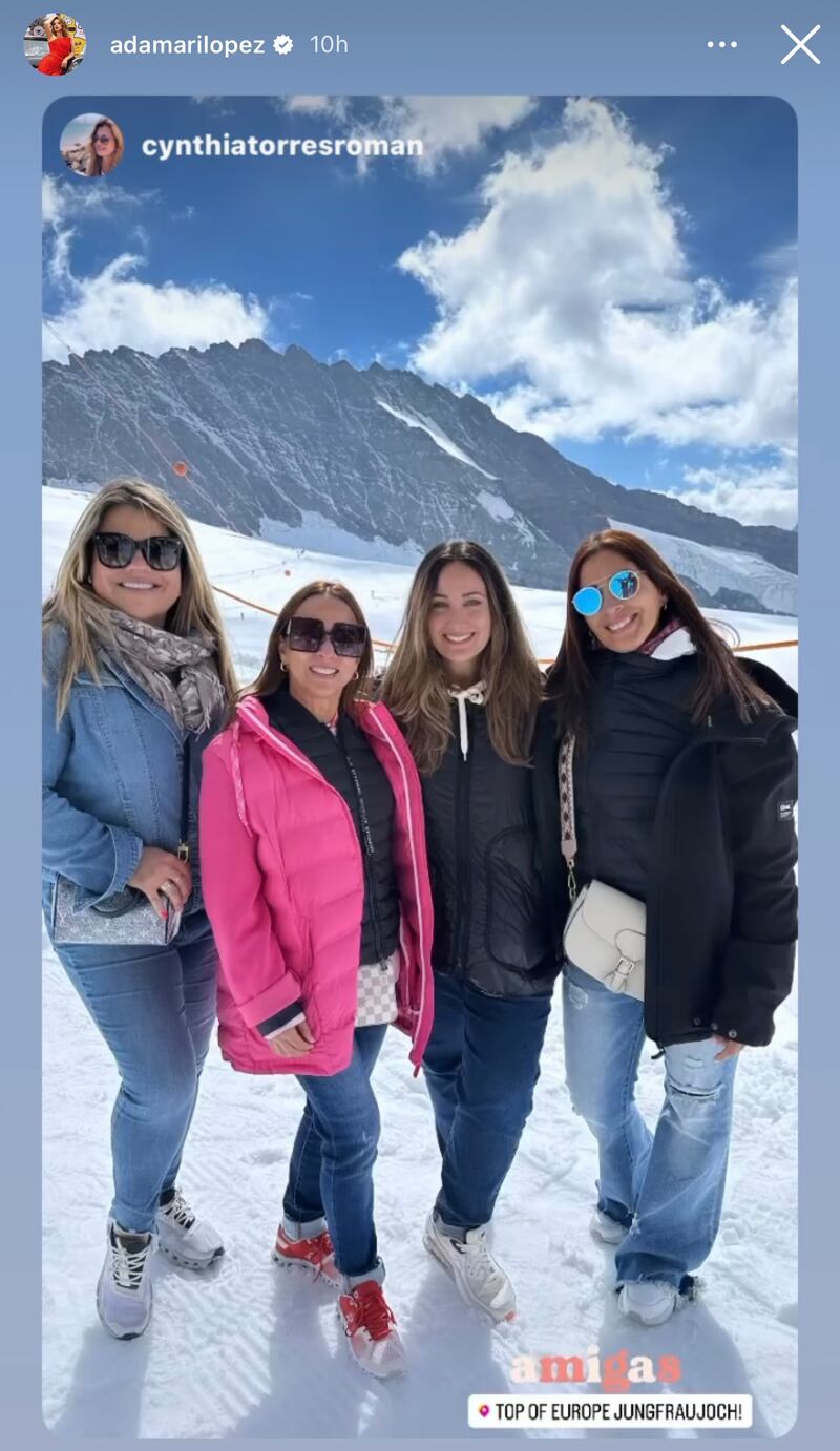 La presentadora visitó Top of Europe con su hija y amigos