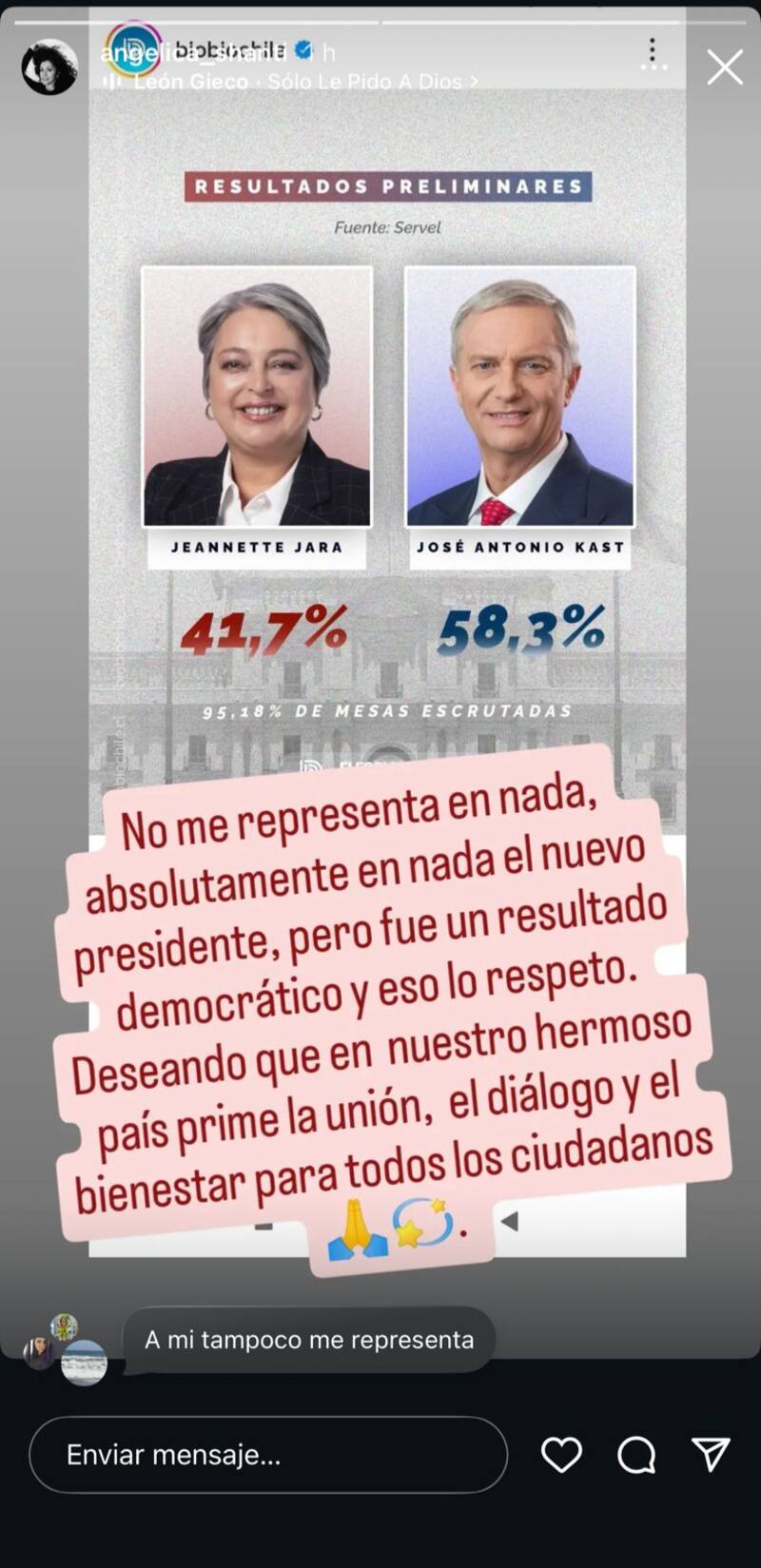 Posteo de Angélica Sepúlveda.