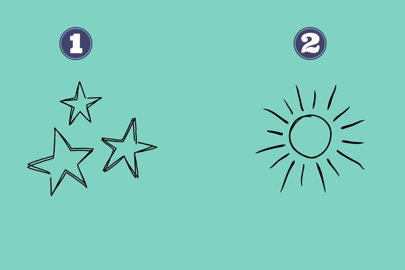 Sol y estrellas ilustradas.