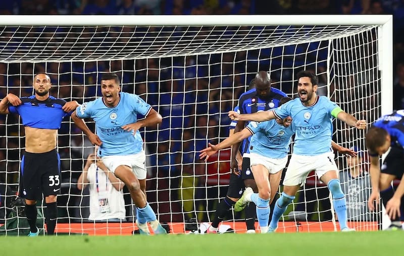 Rodri tras anotar el único tanto de la final de la Champions League entre Manchester City e Inter de Milán. Foto: EFE.