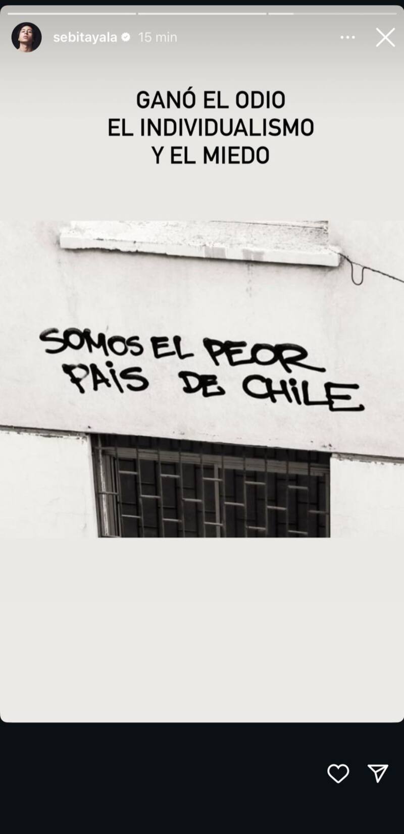 Posteo del actor Sebastián Ayala.