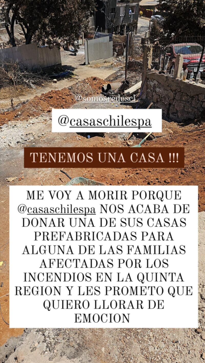 El post de Instargram de Kel Calderón anunciando su emoción por la casa prefabricada