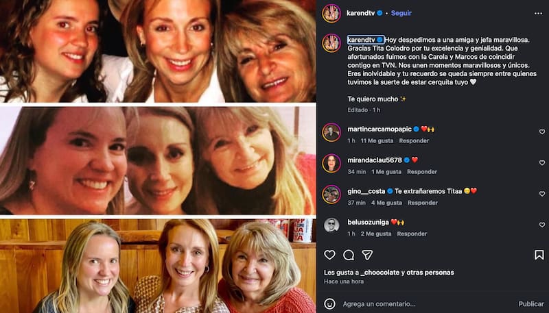 Y su despedida a Tita Colodro en Instagram.