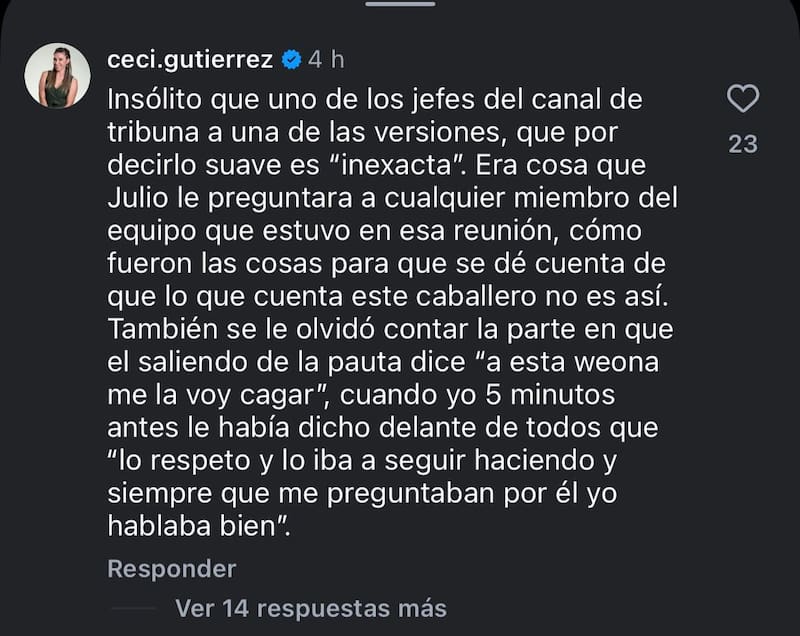 A través de un comentario en Instagram en publicación de Julio César Rodríguez.
Foto: Instagram