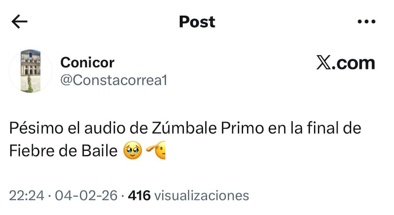 Reclamando en la final de Fiebre de Baile.
Foto: X @constacorrea1