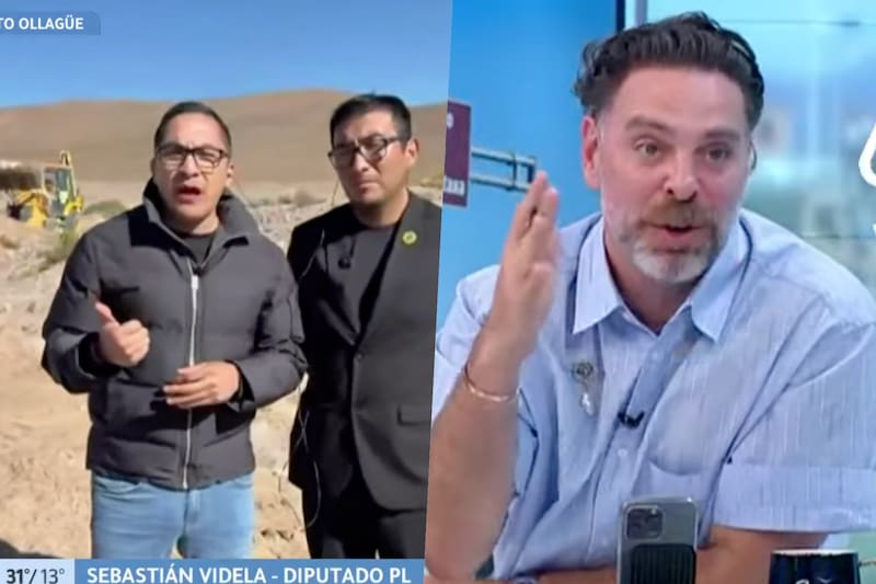 El periodista no creía lo que le contaban el diputado Videla y el alcalde de Ollagüe. Foto: Captura Mega