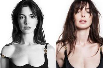 Anne Hathaway sorprende con su lado más fashionista, posando en la nueva campaña de Versace