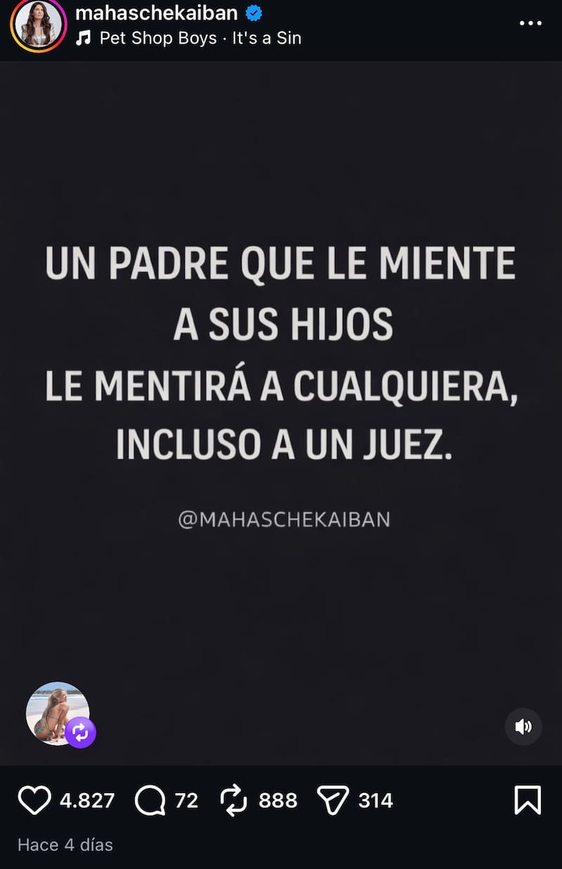 Coté efectivamente compartió la publicación con el confuso mensaje.