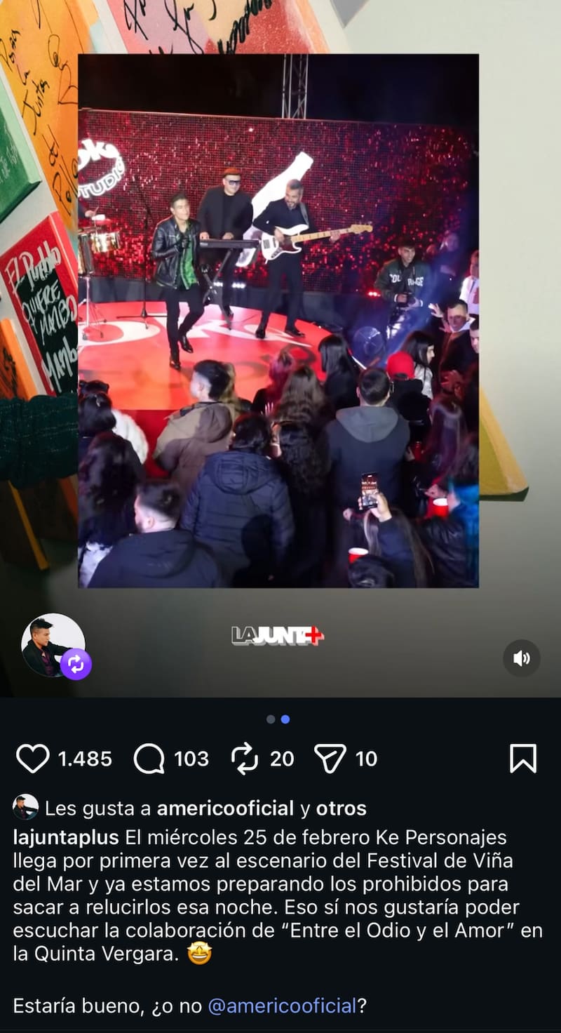 El 30 de enero subieron este post, jugando con la opción de que Américo se subiera a la Quinta Vergara.