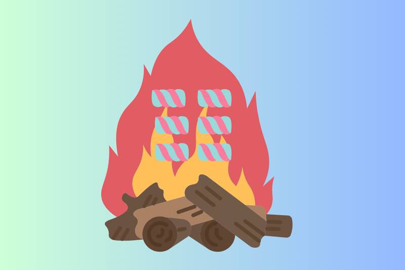 ¡Eran seis los marshmallows detrás del fuego!