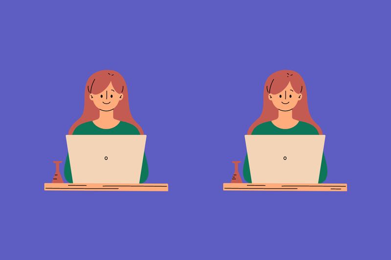 Ilustración de mujeres sentadas frente a su computador.