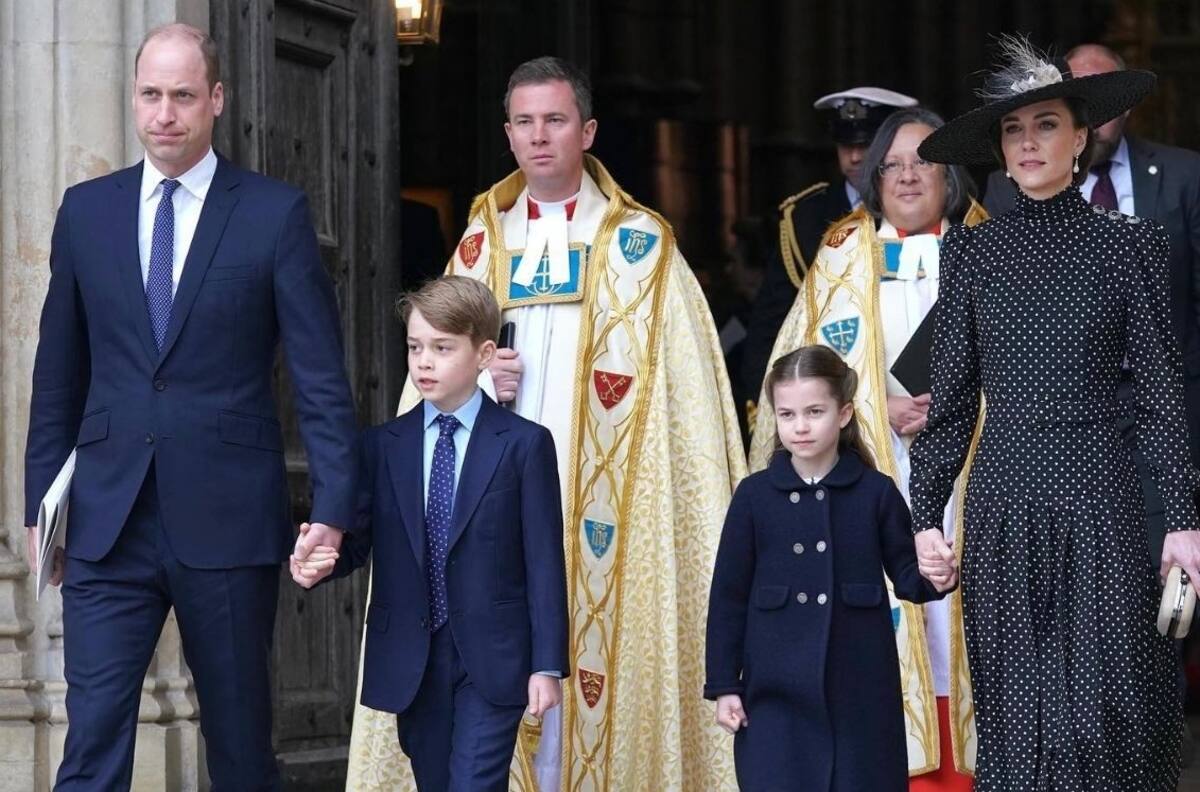 Kate Middleton y el príncipe William asistieron con sus hijos al homenaje del príncipe Felipe