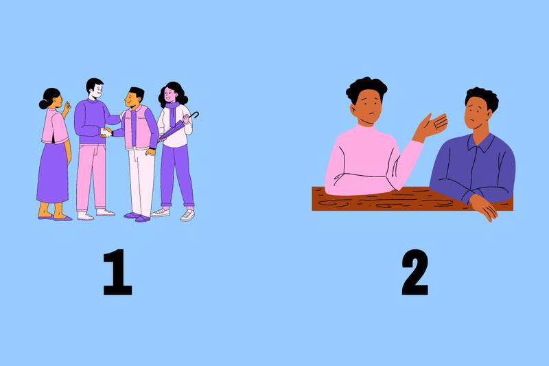 Test de personalidad ¿Grupo de personas interactuando entre sí o dos individuos conversando a solas? Elige la imagen que más te represente - Créditos: Tiempox.com