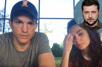 El presidente Zelensky hace llamada de Zoom con Mila Kunis y Ashton Kutcher