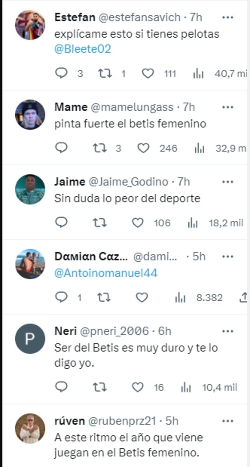 Comentarios de Twitter sobre Borja Iglesias y Aitor Ruibal.