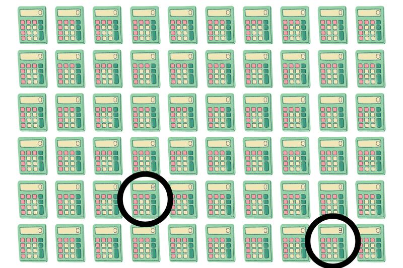 dos calculadoras diferentes en el número de resultado, mientras que todas las demás tenían el número 0.