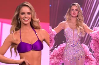 “Una verdadera Barbie”: Inna Moll impacta en traje de baño y vestido de noche en Miss Universo 2025