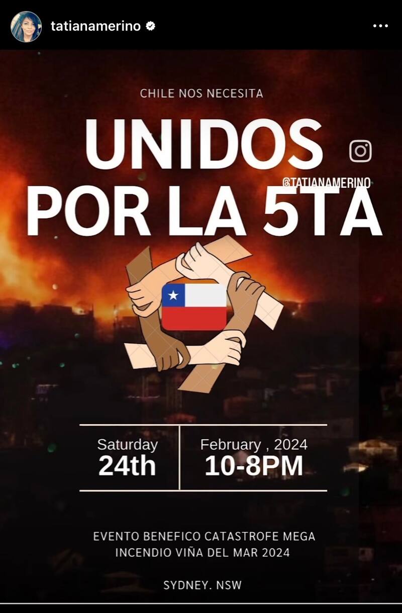 El evento en ayuda de las víctimas de la Región de Valparaíso en que Tatiana Merino participa activamente, se realizará el próximo 24 de febrero.