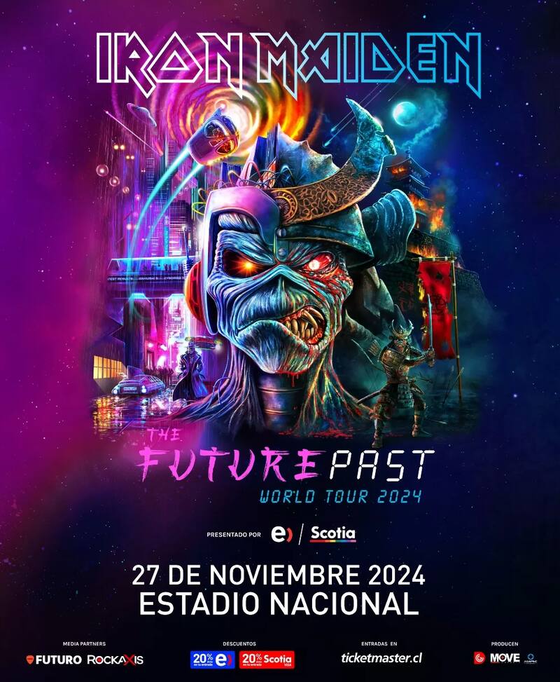 Afiche oficial de Iron Maiden en Chile 2024.