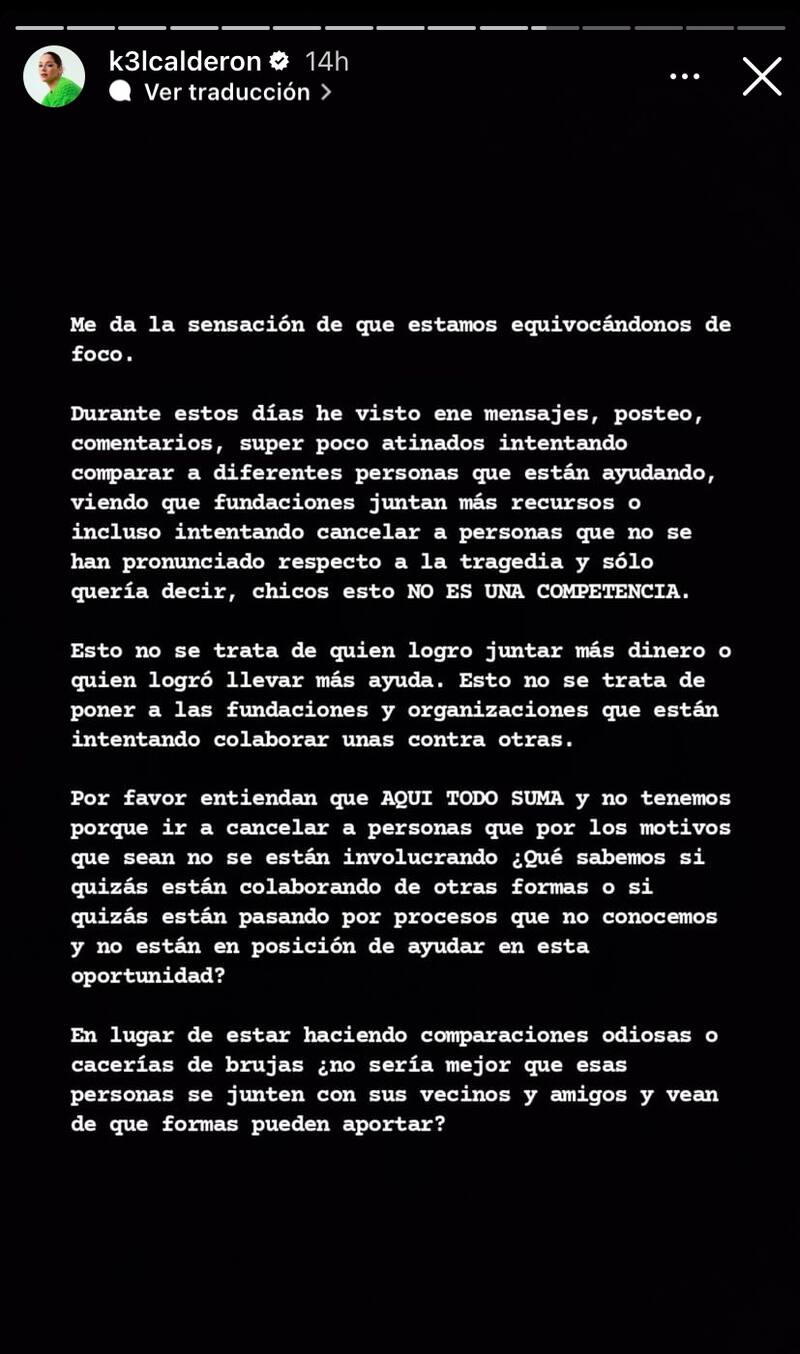 Historia publicada de Kel Calderón. - Créditos: Captura de pantalla Instagram