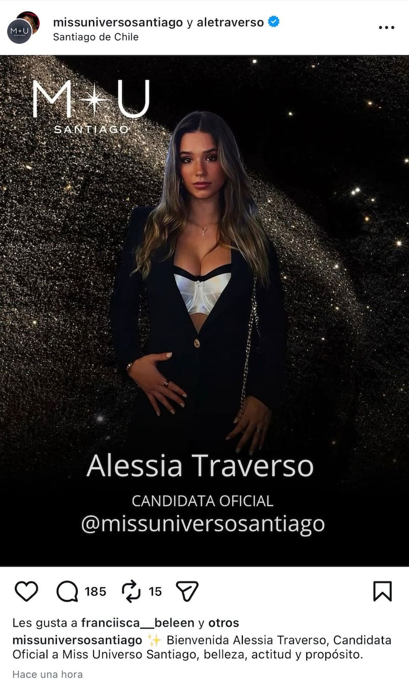 Confirmada candidatura a Miss Universo Santiago.
Foto: Instagram