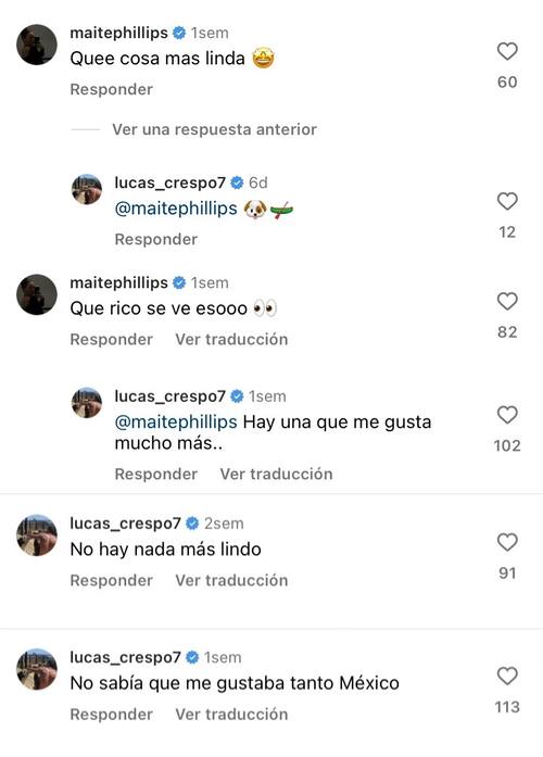 Los mensajes que han intercambiado Maite Phillips y Lucas Crespo.