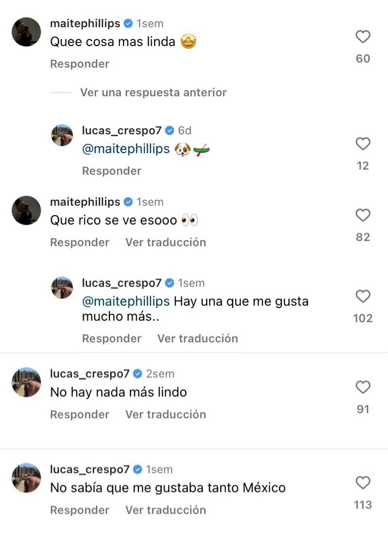 Los mensajes que han intercambiado Maite Phillips y Lucas Crespo.