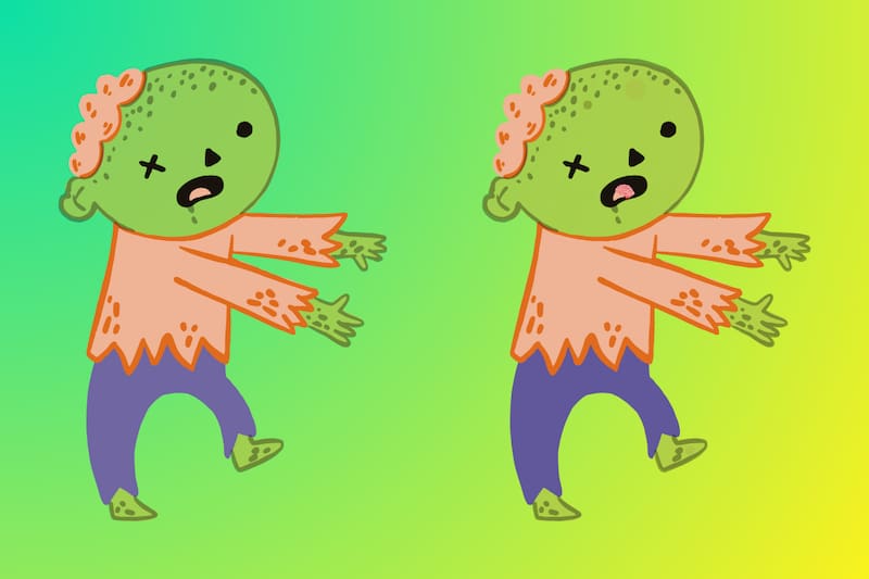 Intenta encontrar las cinco diferencias entre los zombies en este test visual.