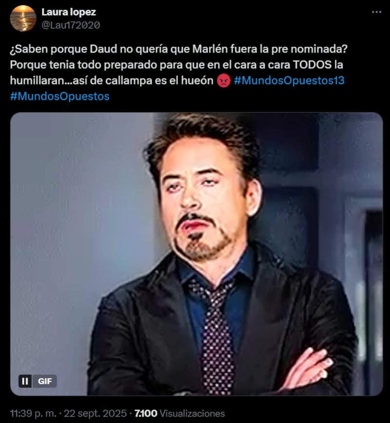 Daúd Gazale memes Mundos Opuestos.