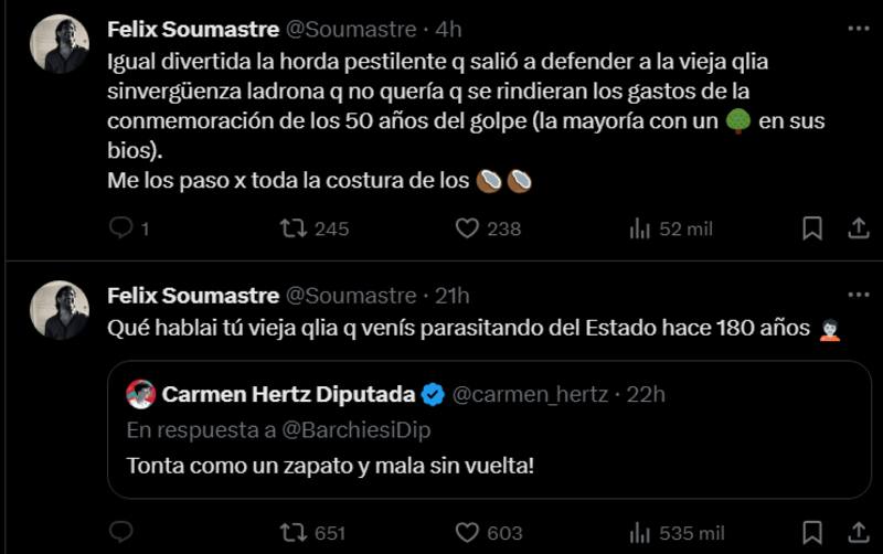 se llenó de críticas tras insultar a la Diputada Carmen Hertz.