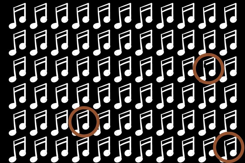 Muchas notas musicales en un fondo negro
