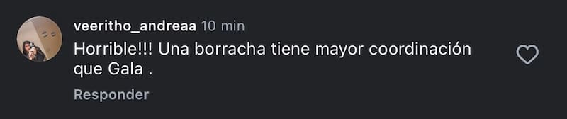 Y las duras críticas del público a Gala Cardirola.
Foto: Instagram