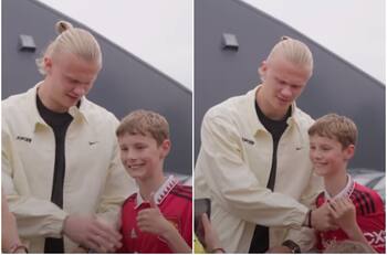 VIDEO | La sorpresiva reacción de Erling Haaland con un niño del United que le pidió una foto