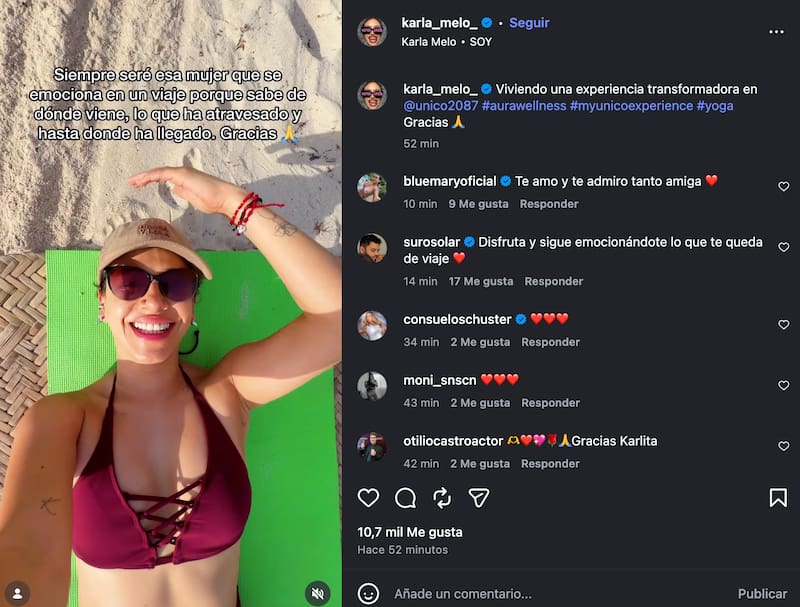 Y la publicación que subió a Instagram, con el apoyo de varios amigos. Foto: @karla_melo_