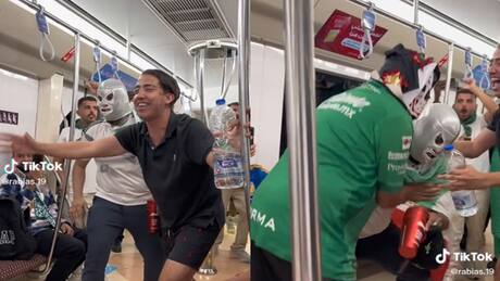 VIDEO: Mexicanos recrean pelea de lucha libre en el Metro de Qatar