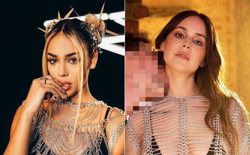 Danna Paola y Camila Sodi Ambas cantantes sorprendieron en vestidos de cadenas - Créditos: Instagram