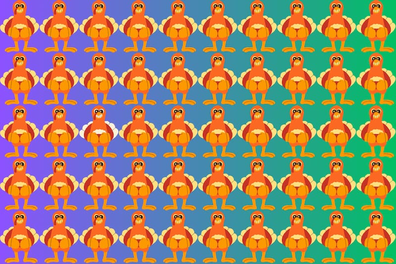 Intenta encontrar a los pavos diferentes en este test visual.